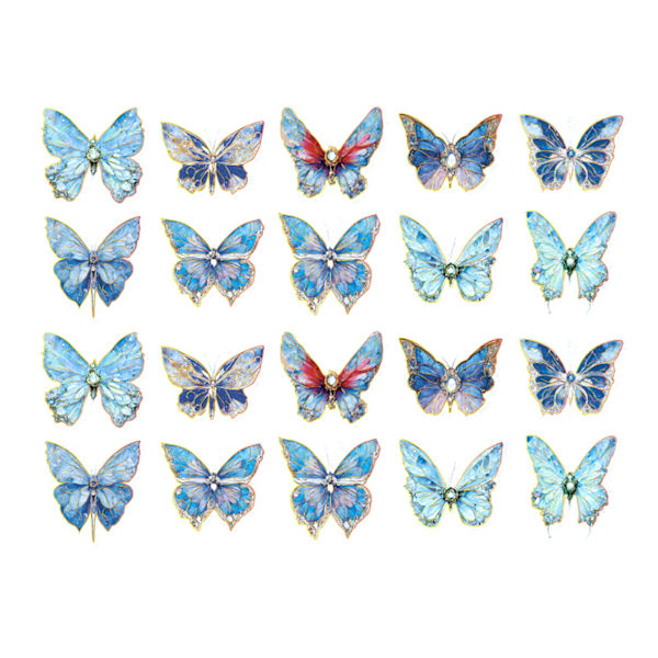20Pcs Laser Golden Butterfly Stickers DIY Decal Stickers for Scrapbooking Handbooks Notebooks Photo Albums Letters Blue Butterfly