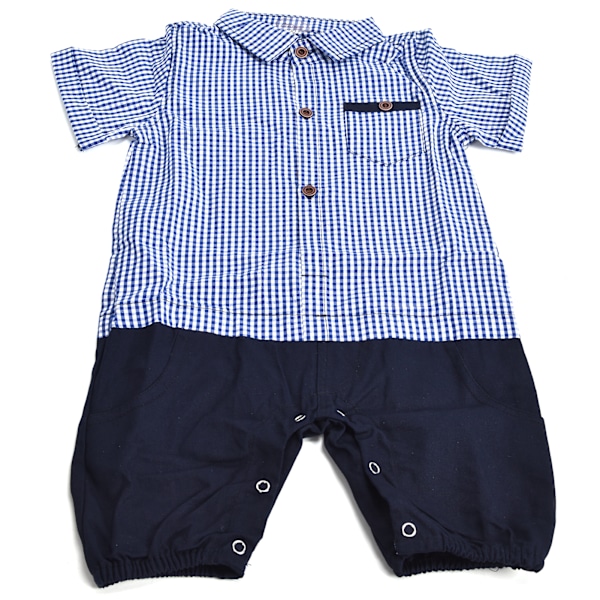 Andningsbar baby boy kläder sparkdräkt bomull spädbarn sparkdräkt outfits småbarn kortärmad jumpsuit mörkblå 80cm