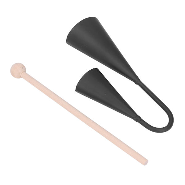 To-farvet Agogo-klokke Sort Metal Traditionel Latin Agogo Percussion Instrument med Træpind