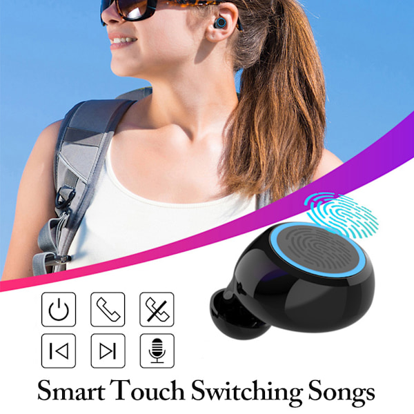 Bluetooth 5.0 TWS HiFi trådlösa in-ear-stereohörlurar med touch-kontroll digital display laddningsbox
