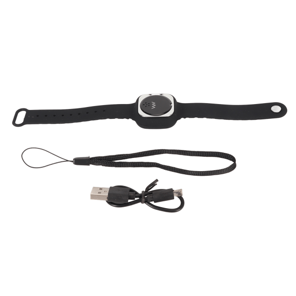 Ultrasonisk avstøtende armbåndsklokke med klokkefunksjon Oppladbar vanntett avstøtende armbåndsur Sort