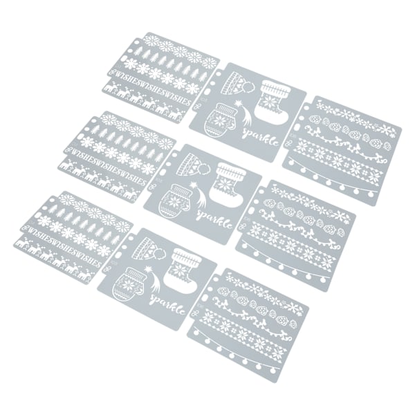 9 kpl ontto maalauspohjat PET jouluaiheiset uudelleenkäytettävät kopiopiirustusstensiilit
