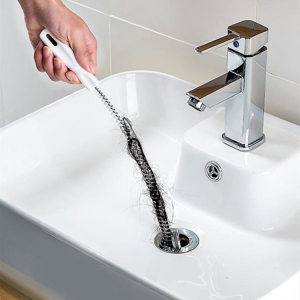 Fleksibel nylonrengjøringsbørste for badekar og vask - sammenleggbar design, langt hårrens, overløpsrengjøring