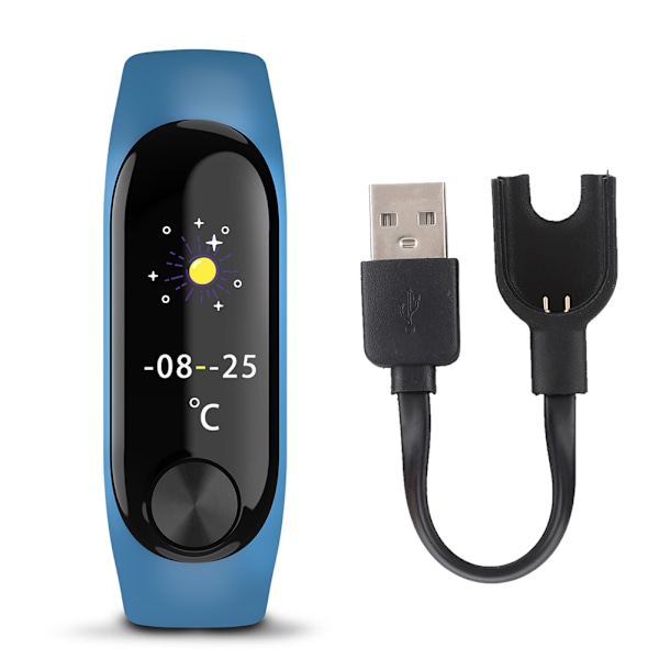 Farve skærm smart armbånd hjertefrekvens tracking blodtryk søvn monitor armbånd (blå)