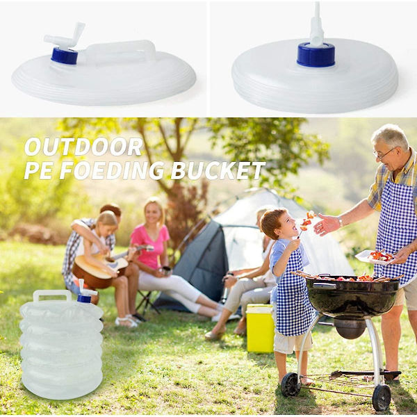 Hopfällbar Vattenbehållare - 10L, Återanvändbar Drickvattentank för Sport, Camping, Vandring, Picknick, Grillning, Utomhusbil