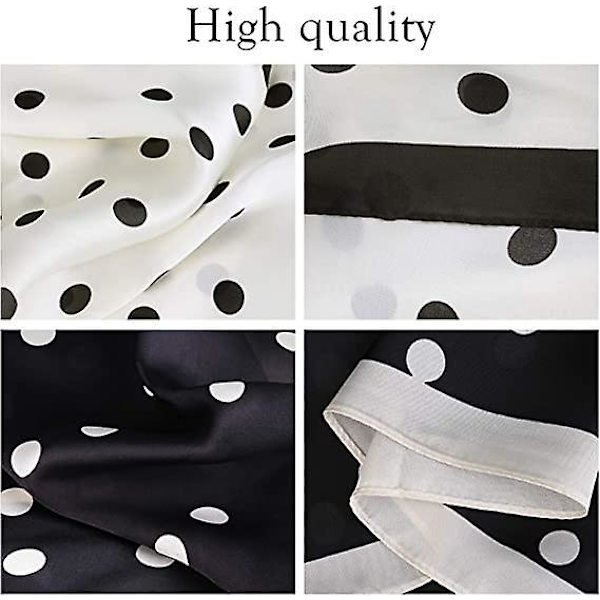 Elegant Silkeshalsband Svart & Vitt Vintage Fyrkantiga Scarves Hårband 27' X 27' Dam