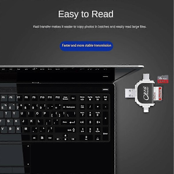 Kuuma myynti Android Micro/Type-C monitoiminen metallinen neljän portin kaksi yhdessä -kortinlukija matkapuhelimille ja tietokoneille ZD B2 ruusukulta