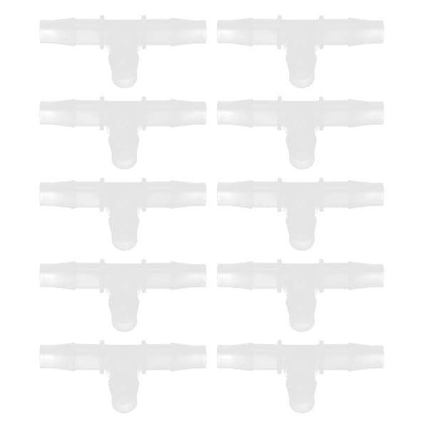 10 stk. 3-vejs plastfitting tryktemperaturbestandig T-formet T-stykke 1/2\" slangestuds 9,5