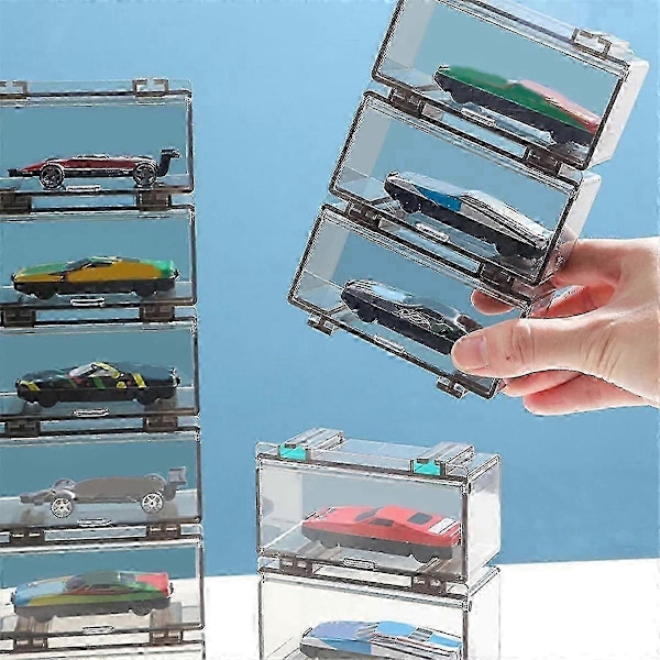 10 stk. Klar Akryl Display Case til Bilform, Hjul Bilmodel Display Case Skala Hjul Display Case A
