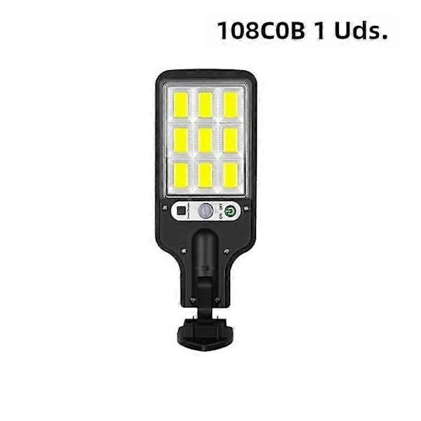 Solcellelamper med bevægelsessensor, udendørs vandtæt 117COB LED sikkerhedsvæglampe til terrasse, garage, have, 3 tilstande 108COB1stk