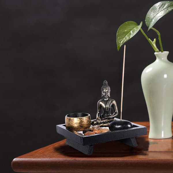 Buddha-statue telys røkelsesholder hjemmedekorasjonsgave
