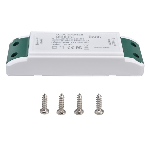 LED-ohjain 24V DC 1,5A 36W LED- power Vakiovirta 24V Muuntaja AC100-240V