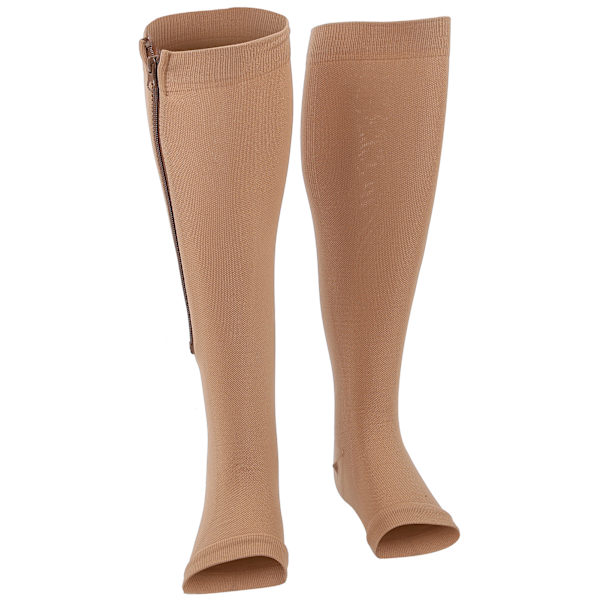 Elastic Sports Open Toe Compression Strumpor Dragkedja Anti-Slip Fotskyddsärmar (XXL)