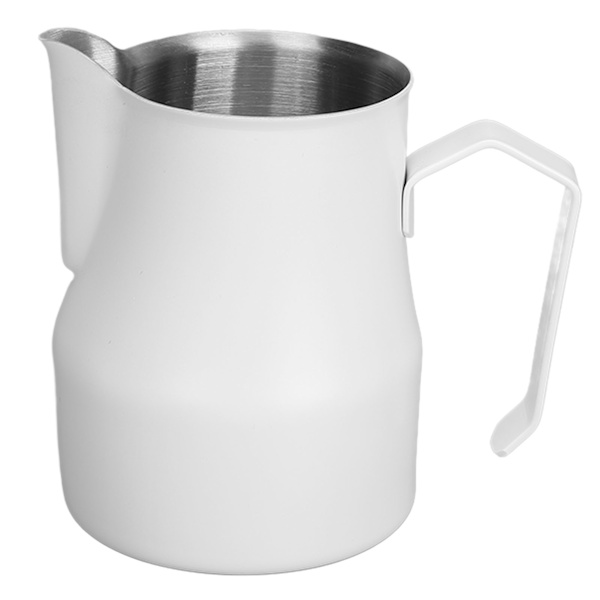 Melkeskummerkanne Kaffesteamingkanne 304 Rustfritt Stål Kaffemelkkopp Melkeskummerkopp Olecranon Type Outlet Hvit 450ML