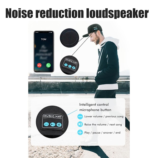 Mössa med Bluetooth-högtalare Bluetooth 5.0 Trådlös smart högtalare Baseballmössa för män kvinnor Utomhussporter Fitness