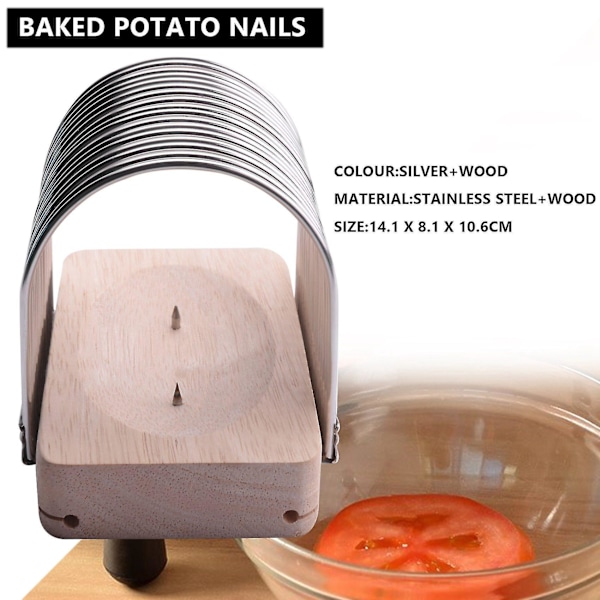 Hasselback Potatis Skivare Potatis Skärverktyg Fixerad Tomat Lök Skivare Anti-skär Hand Rostfritt Stål-AH