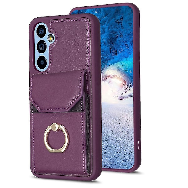 För Samsung Galaxy A54 5g Ställ PU Läder+TPU Skal Mobilskal Kortfack - B6 Mörk Lila