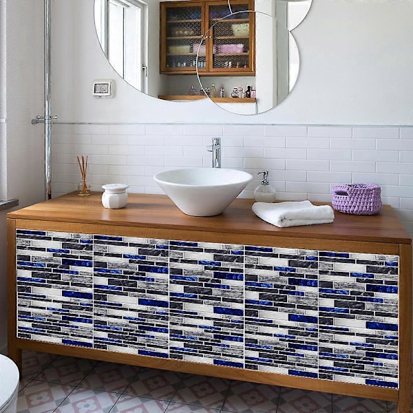 Kakeldekaler för badrum och kök 10 stycken 10x10 cm - Självhäftande väggdekoration i vattentät PVC, cementmosaikplattor