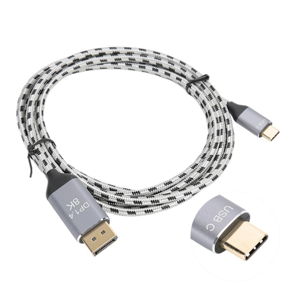 HD-videokaapeli punottu TypeC - DP 8K Displayport1.4 -tekniikkasovitin 2 metriä T0404