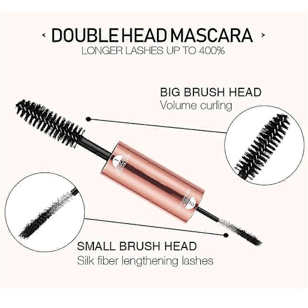 Double Head Mascara med Stor og Lille Børste, 2 i 1 (Pakke med 1)