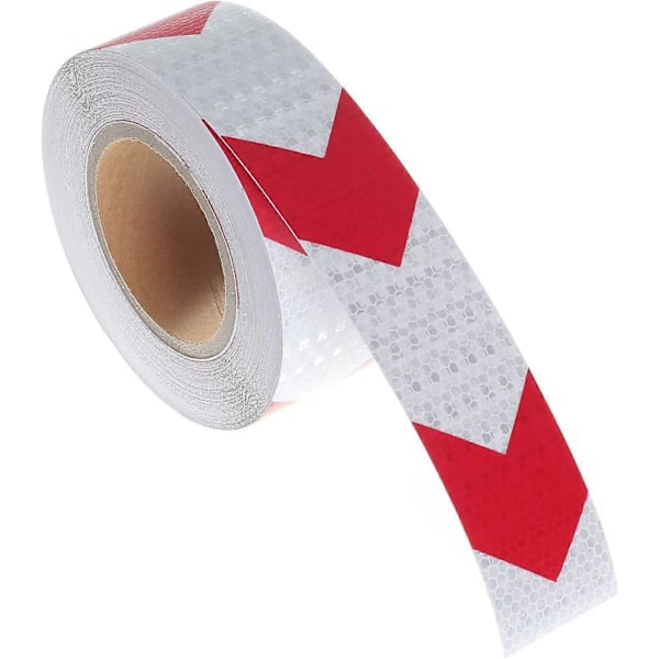 10Mx5cm Reflextejp, Reflex Säkerhetstejp för Pilorientering, Varningsskylt, Hög Synlighet, Hög Intensitet, Pil i Rött och Vitt