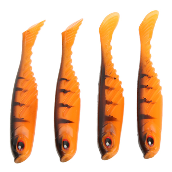 4 stk. AR48 75mm/3.2g T-hale blødt agn dobbelt farver kunstige fiske lokkemad Wobbler TacklePard Orange