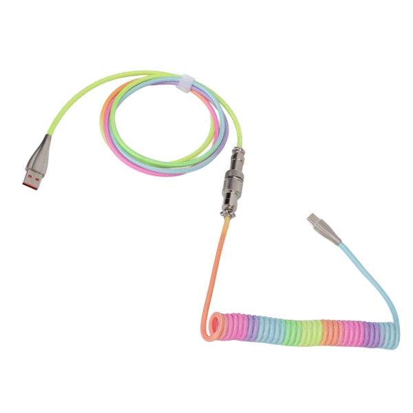 Pelinäppäimistön kaapelin gradienttivärinen RGB-valaisin räätälöity mekaaninen näppäimistö sisäänvedettävä USB C -kierrejousikaapeli, tyyppi 1