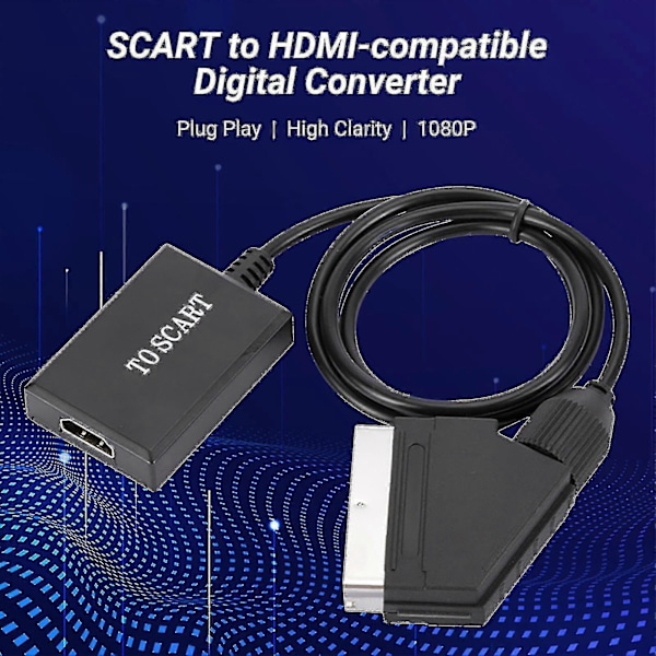 Videoadapteri Plug and Play Korkea Selkeys Muovi 1080p Vakaa Suorituskyky Scart HDMI-yhteensopiva Digitaalinen