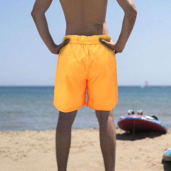 Trendiga färgförändrande herrbadbyxor sommar snabbtorkande badbyxor shorts gul till orange M