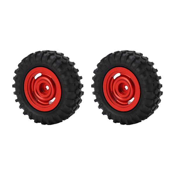 2 st 55 mm gummidäck med 4-håls aluminiumlegeringshjulnav för Axial SCX24 1/24 RC-bil uppgraderingsdelar röd