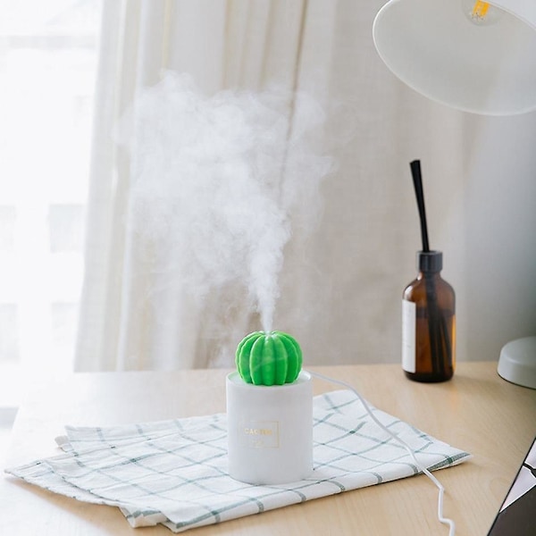 Mini Kaktus USB Kalla Dimma Luftfuktare, 280ml, 50ml/h, Tidsinställd Automatisk Avstängning, för Sovrum, Hem, Kontor, Bil