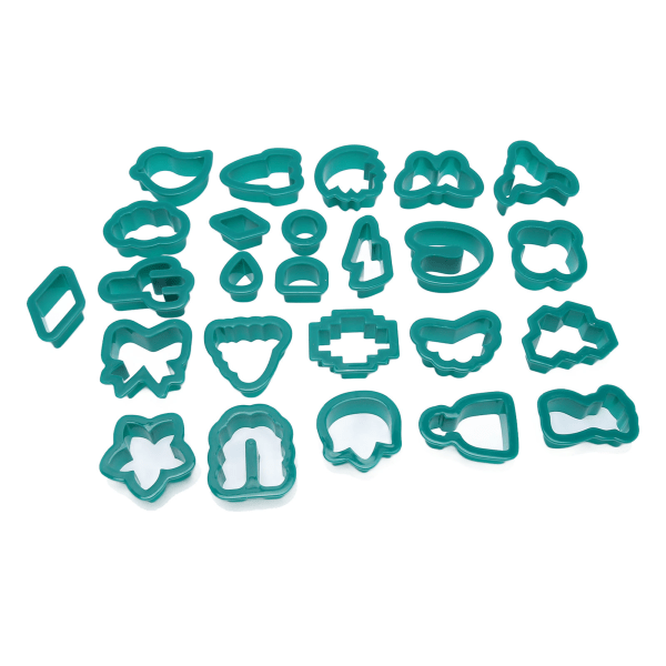 25 stk. øreringe-skærere i fødevarekvalitet, plastik, diverse stilarter Tykkkant-polymer-ler-skærere sæt til gør-det-selv-håndværk Mørkegrøn