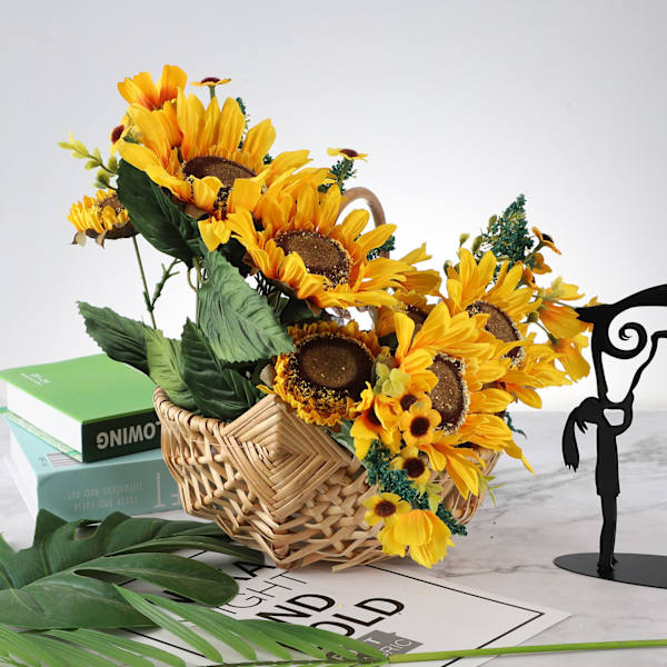Håndholdt blomsterkurv Vandtæt vævning Rustik håndlavet blomsterarrangement Rattan blomsterkurv
