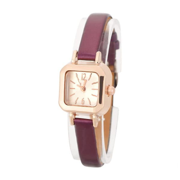 Moteriktig dame Quartz armbåndsur Analog PU-stropp armbåndsur (Lilla)