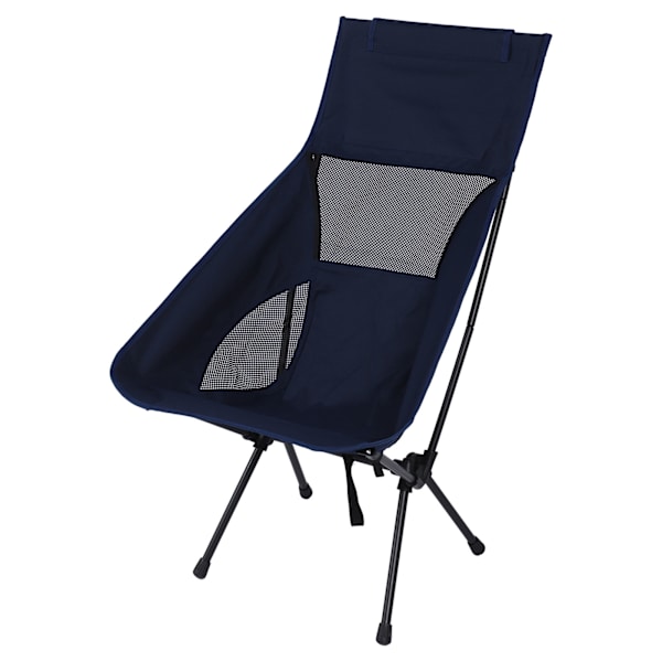 Bärbar hopfällbar campingstol med bärväska för utomhuscamping, strandsporter, fiske, hög rygg, nättyg, marinblå