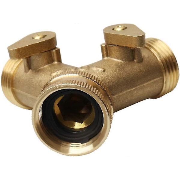 3/4\" Hane Y Splitter, Messing Manifold Havehane Y Ventil 2 Vejs Messinghane Haveslange Splitter To Vejs Slangekobling