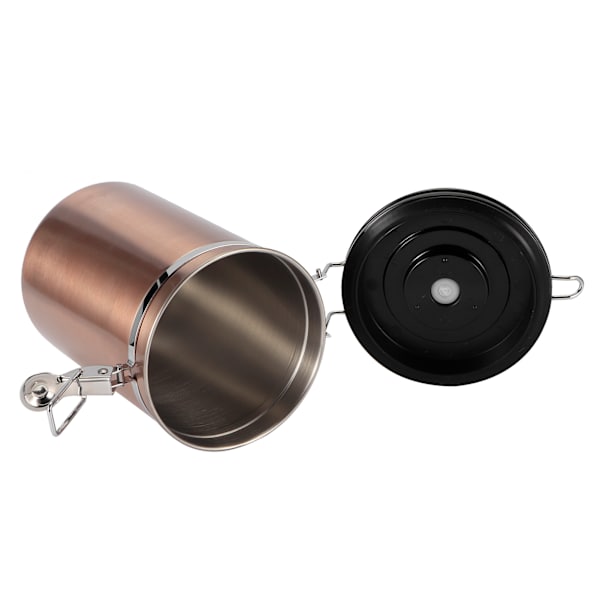 Rustfrit forseglet tank fugtsikker kaffebønne te opbevaringsbeholder med luftudluftningsventil (guld 1,8L (ca. 750g))