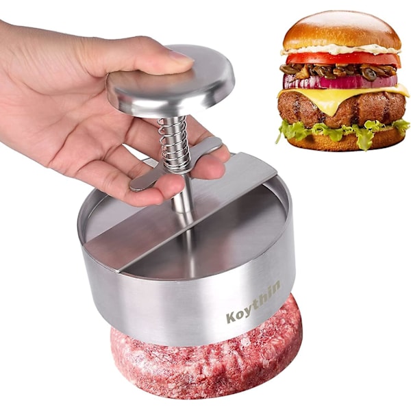 Säädettävä Burgerpiirakan valmistuskone, tarttumaton piirakkamuotti, sopii erinomaisesti naudanlihalle, kasviksille, hampurilaisille ja leivontaan, ihanteellinen grillaukseen ja kotitekoisiin hampurilaisiin (halkaisija
