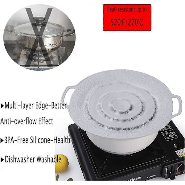 Lock för kastruller Spill Stopper-lock - Tjockare silikon Spill Stopper, FDA-godkända lock för matlagning, BPA-fria Instant Pot-lock, passar öppningar