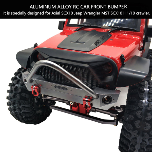Aluminiumlegering RC bil främre stötfångare för Axial SCX10 Jeep Wrangler 1/10 Fjärrkontroll Crawler