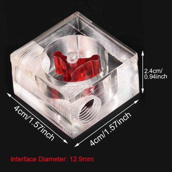3 Impeller Flödesmätare Indikator för PC vattenkylningssystem G1/4 gänga Quadrate 2 Ways