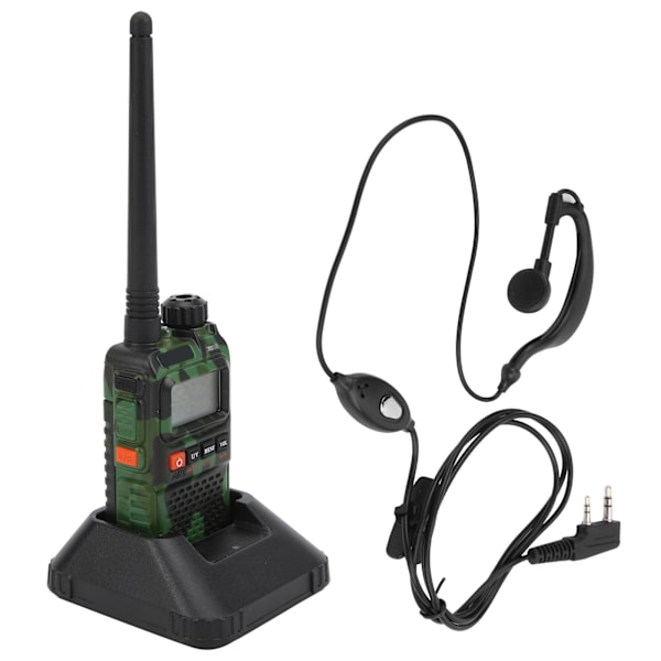 Bärbar Walkie Talkies Set Handhållen LCD-display Walky Talky med Hörlurar 100‑240VGrön EU-kontakt 100‑240V