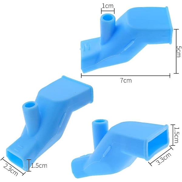 Sæt med 6 silikone vandhane forlængere - Til køkken, badeværelse, blå, pink, grøn, 7cm, vandhanetilslutning er ca. 3,3*1,5cm, vandudløb 2,5*1,5cm