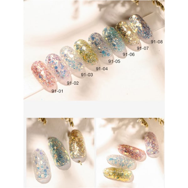 8 lådor/set nagelglitter, paljetter, flingor, glittrande 3D-nagelkonstflingor, nagelglitterdekoration
