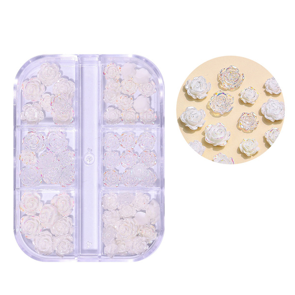 3D-kynsi akryylikynsille 6 ristikkoa 3D-kynsikukat tekojalokivi kukka rakkaus sydän rusetit kahdeksankulmaiset nail art manikyyri DIY kynsikoristeet