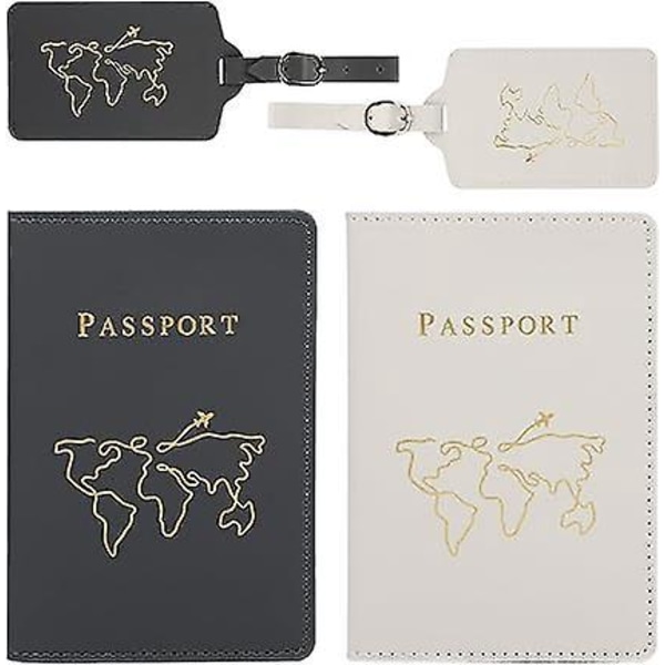 4stk passtrekk 2stk bagasjemerker 2stk passholdere for par bryllupsreise reisekoffert tag passlommebok