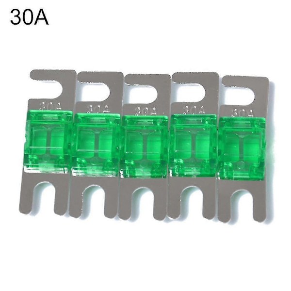 5 stk./pakke 30a / 40a / 60a / 80a / 100a Nikkelbelagte Mini Anl Sikringer Zekai Grøn30A