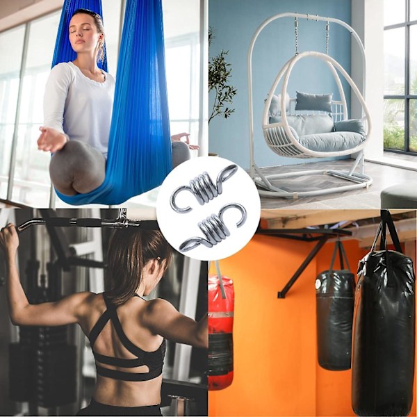 2-delat kraftigt fjäderupphängningsset för hängmattestol, verandasvingfjäderkrok, hängmattesvängfjäder, boxningssäck, hängstol, gym, terrassgunga
