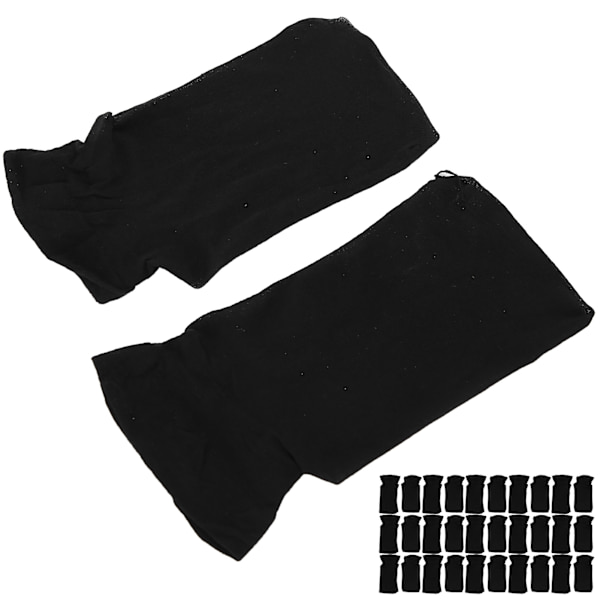 30st Professionell Strumpa Peruk Cap Stretchig Elastisk Tvättbar Portabel Hårnät Set Svart