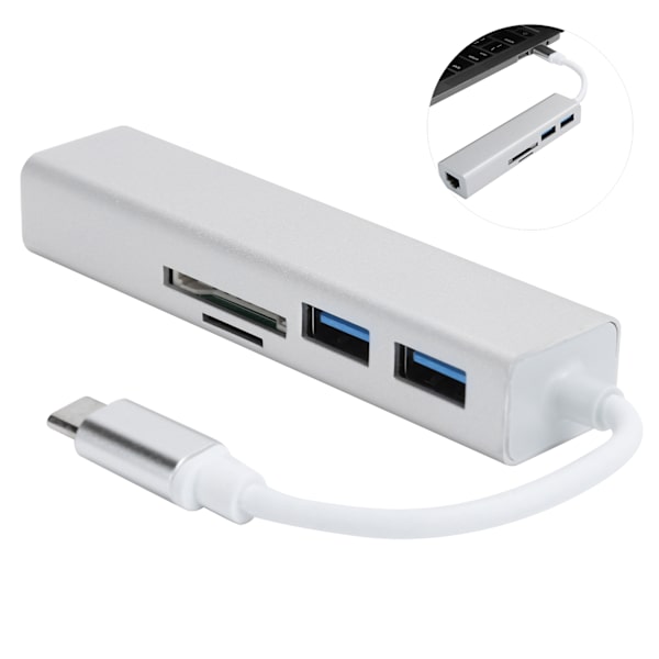 5 i 1 Hub USB3.0 Port Gigabit Adapter RJ45 Expansion Interface Dock Datortillbehör